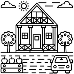 Sticker - House Line Illustration 