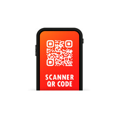 Aufkleber - QR scanner. Mobile phone scans QR code. For digital payment concept. Vector on isolated white background. EPS 10