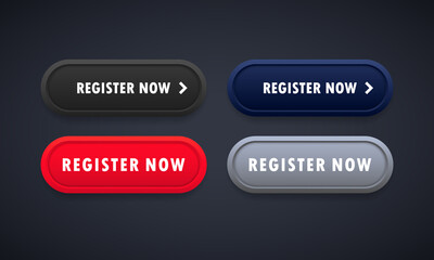 Poster - Register now button set. For website. Registration. Vector on isolated background. EPS 10