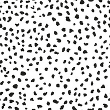 Leopard Dots Seamless Pattern Black And White Doodle
