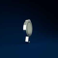 Poster - Silver Magic hand mirror icon isolated on blue background. Minimalism concept. 3d illustration 3D render.