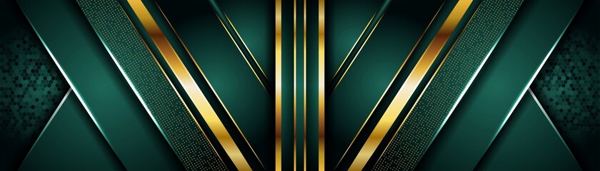 Poster - Elegant dark green background combine with golden overlap layer
