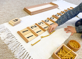 Montessori material Segen wood board # 1 with golden material
