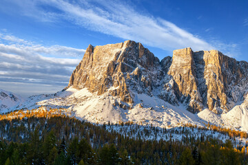Poster - Landscape of early winter in the Dolomite mountains