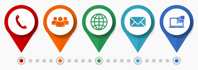 Aufkleber - Set of flat design internet concept vector icons