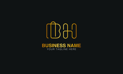 BH B H initial based letter typography logo design vector