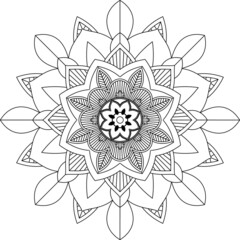 Easy Mandala coloring book simple and basic for beginners, seniors and children. Set of Mehndi flower pattern for Henna drawing and tattoo. Decoration in ethnic oriental, Indian style.