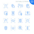 Biometric related icons. Editable stroke. Thin vector icon set