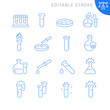 Chemistry related icons. Editable stroke. Thin vector icon set