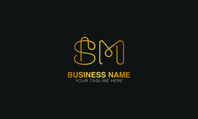 SM S M  initial based letter typography logo design vector 