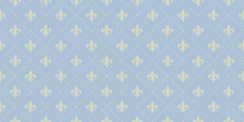 Light Blue Fleur De Lis Luxury Pattern. Royal Ornamental Seamless Background.