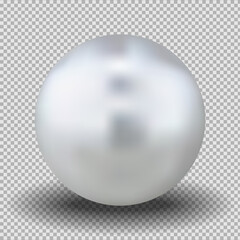 Poster - Realistic white pearl. 3D ball on a transparent background. Isolated vector object.