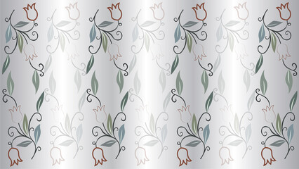 Wall Mural - Tulips floral pattern, batik flowers and leaves