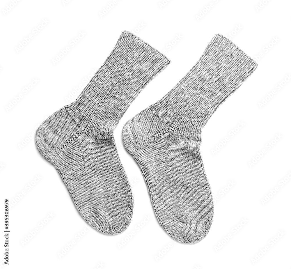 Warm socks on white background