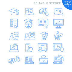 Wall Mural - Online Education related icons. Editable stroke. Thin vector icon set
