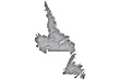 Karte von Neufundland und Labrador auf verwittertem Beton