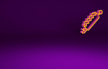 Wall Mural - Orange Trap hunting icon isolated on purple background. Minimalism concept. 3d illustration 3D render.