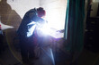 Essex, UK. Sparks fly as a welder attends to a repair.