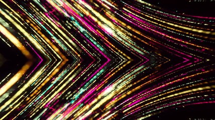 Poster - Shining lines move in shape of arrow. Animation. Shining cyberspace lines form angle. Lines move in hyperspace forming shining stream in cyberspace