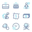 © blankstock - Finance icons set. Included icon as Banking, Loyalty points, Vip shopping signs. Loan percent, Meeting, Contactless payment symbols. Graph chart, Payment message line icons. Line icons set. Vector