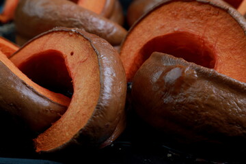 Sticker - baked pumpkin slices on a baking sheet