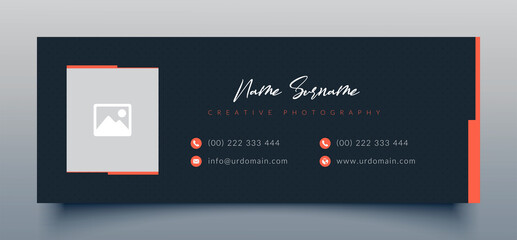 Wall Mural - corporate email signature template with an author photo place modern layout