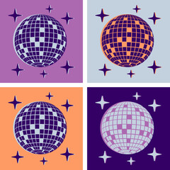 Wall Mural - Disco ball Vector icon. Pop art. Cosmic. Psychedelic.