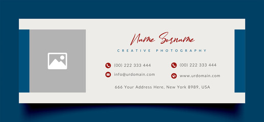 Wall Mural - corporate email signature template with an author photo place modern layout	