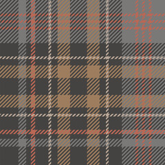 Tartan seamless plaid pattern with brown and grey tone colors. Background for textile print