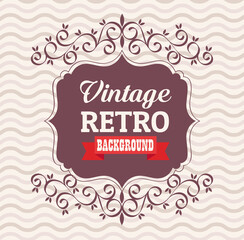 Wall Mural - vintage retro banner with elegant frame and ribbon vector illustration design