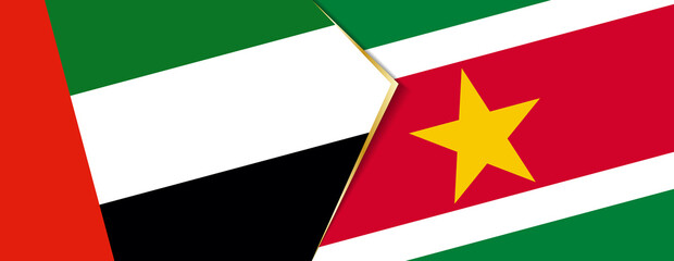 Poster - United Arab Emirates and Suriname flags, two vector flags.