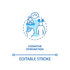 Poster - cognitive dysfunction concept icon. cfs symptom idea thin line illustration. experienced problems wi