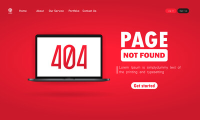 Poster - 404 error sign illustration. page not found on laptop screen. ui design. vector on isolated backgrou