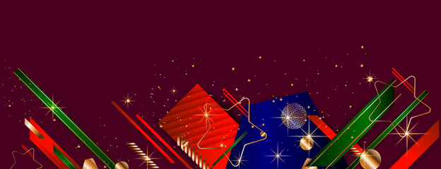 Wall Mural - Christmas gold design background blue red and green design colors abstract shiny color golden. Stock vector illustration