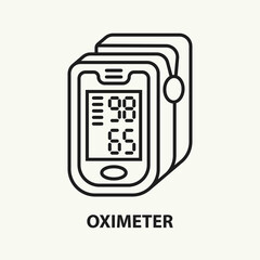pulse oximeter line icon. monitor for measuring pulse and oxygen saturation in blood. pneumonia diag