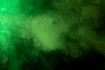 Leinwandbilder - Green smoke texture on black background