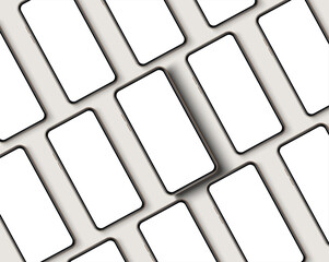 Fototapete - New realistic smartphones set mockups isolated on white background. Top view. Mock up phone. Vector illustration
