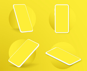 Leinwandbilder - Smartphone vector mockup in the circle.  3d mobile phone with blank white screen.