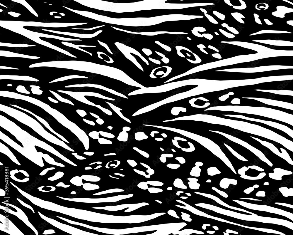 Full seamless wallpaper for zebra and tiger stripes animal skin pattern ...