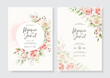 Elegant wedding invitation cards template with watercolor floral decoration