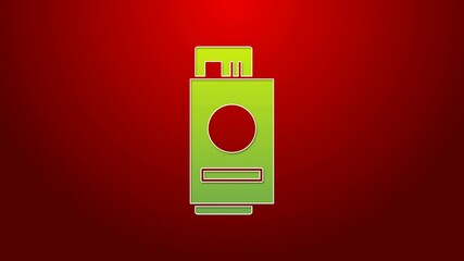 Sticker - Green line Passport with ticket icon isolated on red background. Identification Document. Concept travel and tourism. 4K Video motion graphic animation