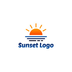 Canvas Print - travel design logo template, Sunset logo logo sun sea water symbol isolated on white background. Vector EPS 10