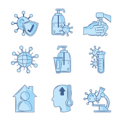 Poster - covid 19 coronavirus investigation research science icons blue