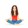 © Volha Hlinskaya - Young beautiful woman practicing yoga sitting in lotus pose with crossed legs isolated vector illustration