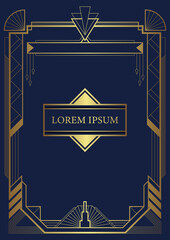 Art deco border template vector