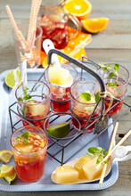 Sangria Made With Ros� Wine And Fruit Served In Glasses