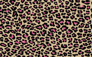 Wall Mural - Animal skin pattern seamless. Design for fabric, wallpaper, wrapping, background. repeating texture leopard orange pink black