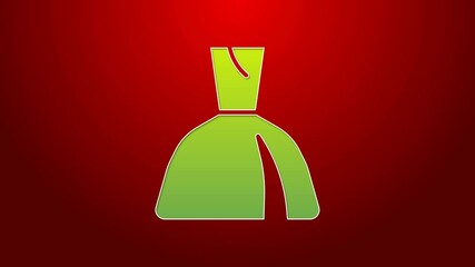 Sticker - Green line Woman dress icon isolated on red background. Clothes sign. 4K Video motion graphic animation