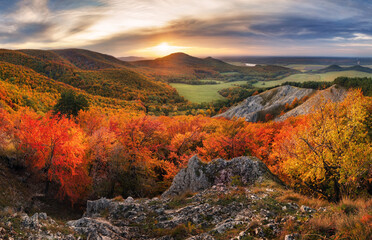 Sticker - Nature at fall, Mountain with forest landscape