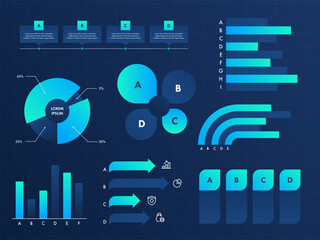 Wall Mural - Business Infographic Presentation Powerpoint Template Design in Blue Color.